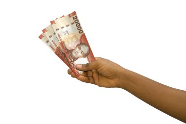 Beyaz arkaplanda izole edilmiş Şili pezosu içeren 3D el ele tutuşmalar