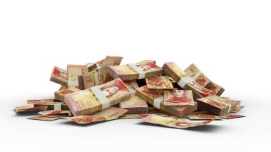 3D yığın 20.000 Venezuela Bolvares notları beyaz arka planda izole