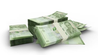 3D Stack of 1000 Nicaraguan crdoba notes isolated on white background