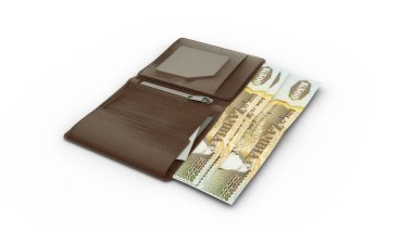3D rendering of 500 Zambian Kwacha notes in wallet