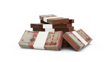 3d rendering of Stack of Tanzanian shilling notes. bundles of Tanzanian currency notes isolated on white background