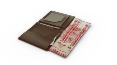 3D rendering of Tanzanian Shilling notes in wallet