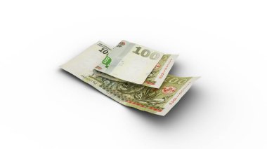 3D rendering of Double 100 Swazi lilangeni notes with shadows