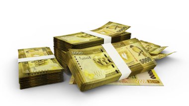 3D Stack of Sri Lankan Rupee notes isolated