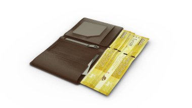 3D rendering of Sri Lankan Rupee notes in wallet
