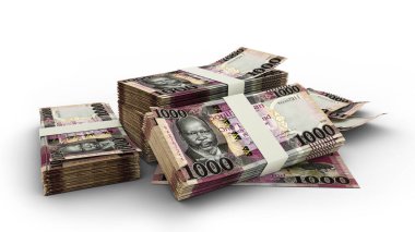 3D Stack of South Sudanese Pound notes isolated