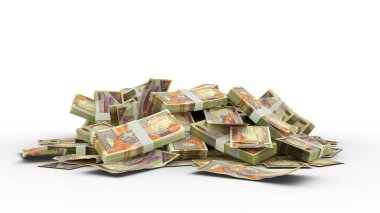 3D Stack of 1000 Somali shilling notes isolated on white background. Somalia currency