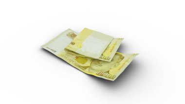3D rendering of Double 10000 Singapore dollar notes with shadows on white background