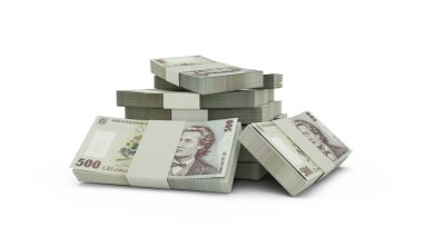 Beyaz arkaplana izole edilmiş 3D Romen Ley notları