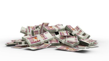 3D Myanmar kyat notları beyaz arkaplan 3D görüntüleme üzerinde izole