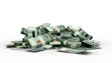 Beyaz arkaplana izole edilmiş 3 boyutlu 50 Malezya halka notası