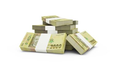 3 boyutlu Malawian kwacha notları. beyaz arkaplanda izole edilmiş Malavi para birimi notları demetleri