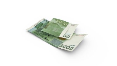 3D rendering of Double Kyrgyzstani som notes isolated on white background