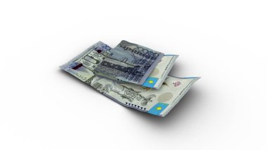 3D rendering of Double 20000 Kazakhstani tenge notes with shadows