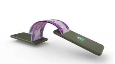 Etiyopya 'nın bir telefondan diğerine aktarılan üç boyutlu doğum notları. mobil para aktarım kavramı