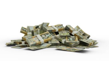 3D Stack of Eastern Caribbean dollar notes isolated