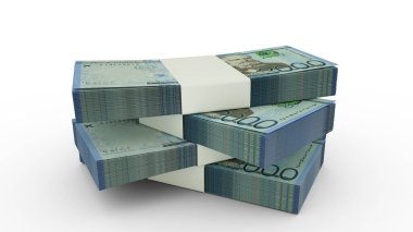 3d rendering of Stack of Dominican peso notes. Few bundles of West Dominican currency isolated on white background