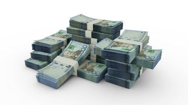 Dominik pezosu yığını. Banknotların 3B görüntülenmesi