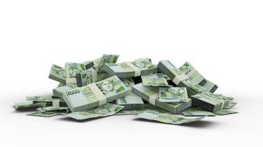 Beyaz arkaplanda 3 boyutlu Çek koruna notları izole edildi