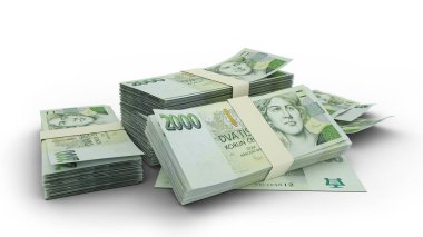 Beyaz arkaplana izole edilmiş 3D Çek koruna notları