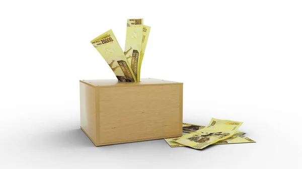 Rendering Congolese Franc Notes Wooden Savings Box — Stock fotografie