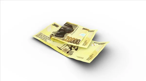 Rendering Double 20000 Congolese Franc Notes Shadows White Background — Photo