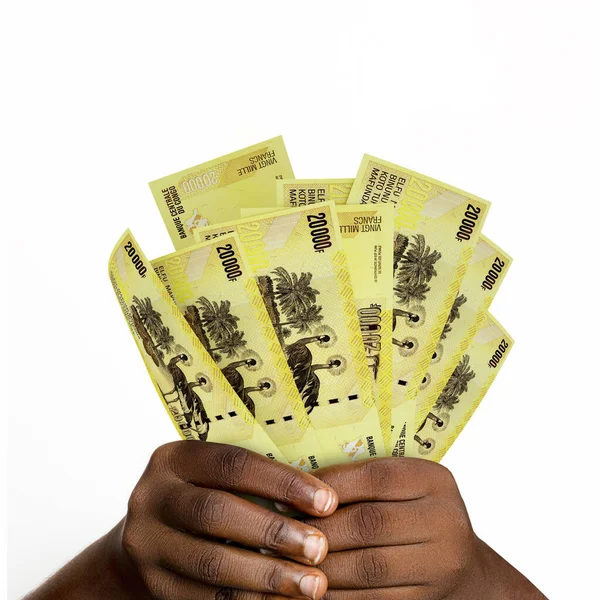 Kezek Kezében Renderelt Kongói Franc Jegyzetek Közelkép Kéz Gazdaság Kongói — Stock Fotó