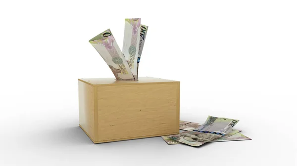 Rendering Botswanan Pula Notes Wooden Savings Box — Stock fotografie