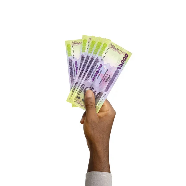 Zwarte Hand Met Weergave Van 1000 Bengaalse Taka Biljetten — Stockfoto