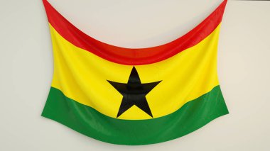 National flag of Ghana isolated on white background. 3d rendering of flag banner