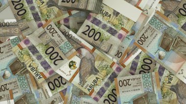 Yüzeye yayılmış 200 Aruban Florin notasının 3D görüntülenmesi