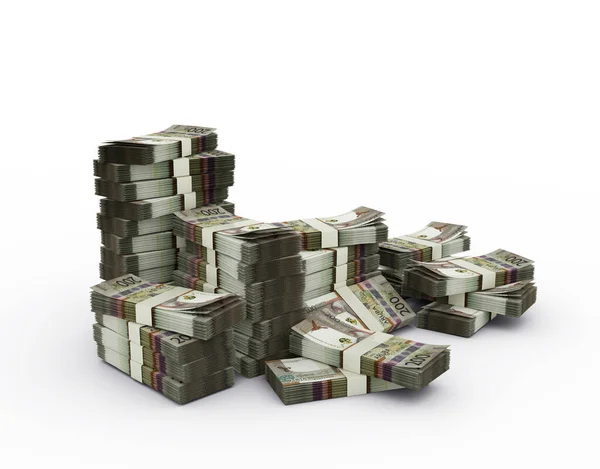 200张阿鲁巴弗罗林钞票的堆栈 3D在白色背景下分离的成捆资金的渲染 — 图库照片