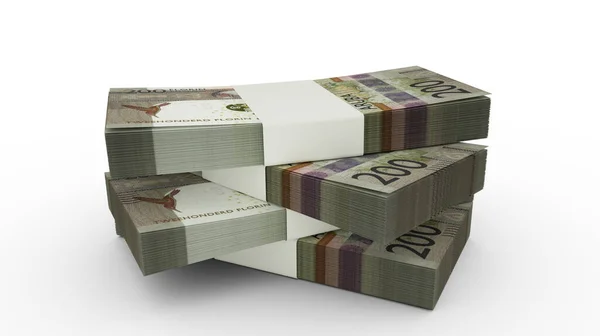 Рендеринг Стека 200 Флориновых Банкнот Арубы Несколько Пачек Арубанской Валюты — стоковое фото