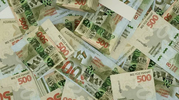 Yüzeye yayılmış 500 Azerbaycan Manat notasının 3D görüntülenmesi