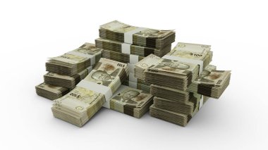 100 dolarlık Bahama banknotları. Banknotların 3B görüntülenmesi