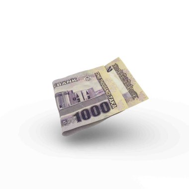 Beyaz arka planda izole edilmiş 1000 Bangladeşli not. 3d oluşturma