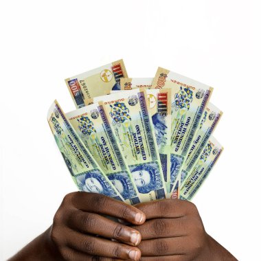 hands holding 3D rendered Belize dollar notes. closeup of Hands holding Belize currency notes