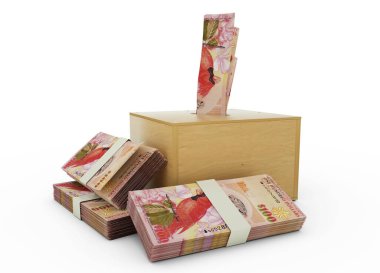 Tahta Tasarruf Kutusunda Bermuda Doları 'nın 3D canlandırması