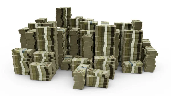 Velká Hromada 100 Bahamských Dolarových Bankovek Hodně Peněz Izolovaných Bílém — Stock fotografie