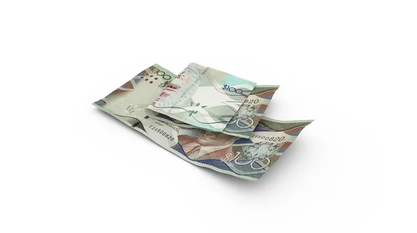 Representación Billetes Dólar Barbados Doble Aislados Sobre Fondo Blanco — Foto de Stock