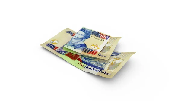 Representación Billetes 100 Dólares Belice Dobles Aislados Sobre Fondo Blanco — Foto de Stock