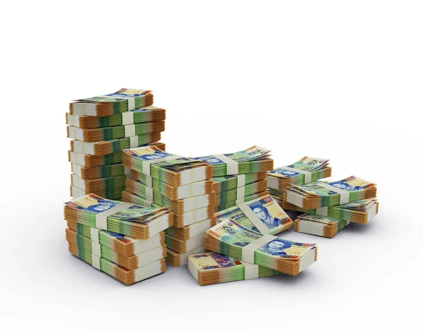 Una Pila Banconote 100 Dollari Del Belize Rendering Fasci Denaro — Foto Stock