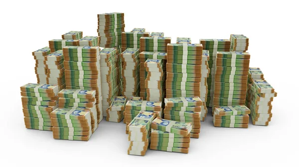 一大叠100伯利兹元钞票 很多钱被白色背景隔离了3D提供成捆的现金 — 图库照片