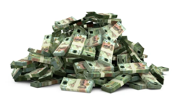 1000 dolarlık Brunei Doları 'nın büyük yığını Brunei Doları beyaz arka planda çok para bırakıyor. 3 boyutlu nakit demetleri oluşturma
