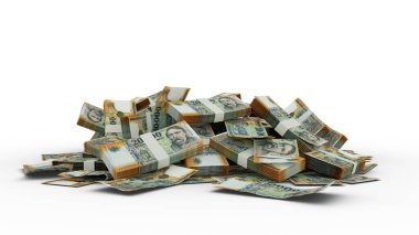 3D Stack of 20000 Hungarian forint notes isolated on white background