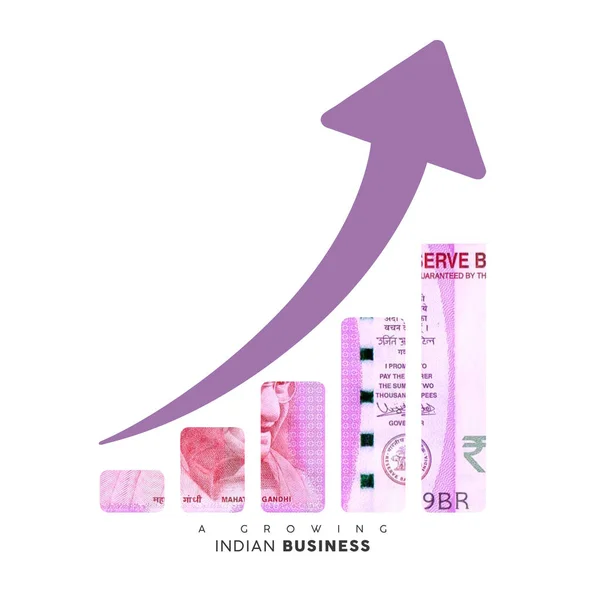 Growing Business Icon Clip Masking Indian Rupee Note Shape Business — Stock Photo, Image