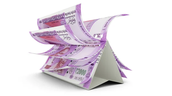 Calendar Made Indian Rupee Notes Isolated White Background Money Calendar — Stock Fotó