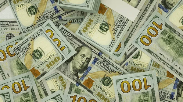 Renderização Notas 100 Dólares Americanos Espalhadas Superfície — Fotografia de Stock
