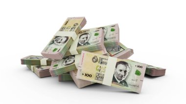 100 Uruguaylı Peso Uruguayo 'nun 3D Yığını