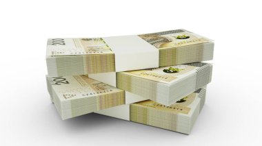 200 Polonyalı zloti banknotunun 3D kopyası. Beyaz arkaplanda çok az Polonya para birimi izole edilmiş
